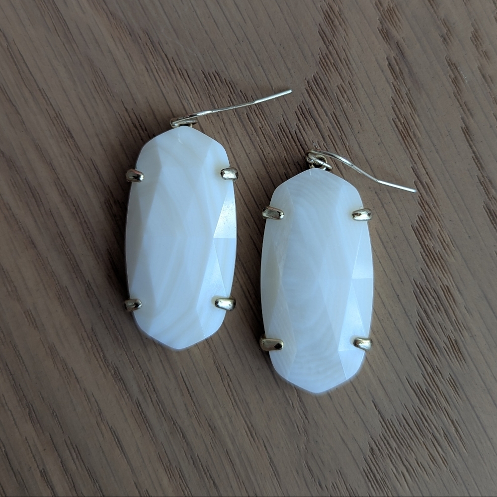 Esme Gold Drop Earrings White Pearl